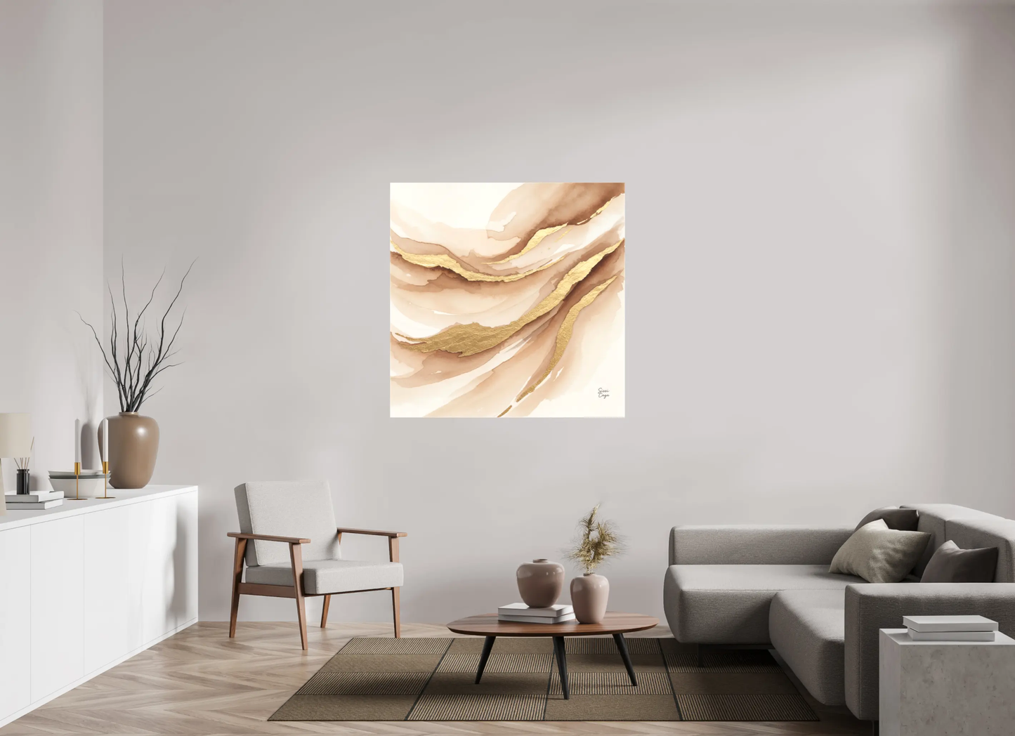 120 x 120 cm, Canvas 4 mm Brown Flow