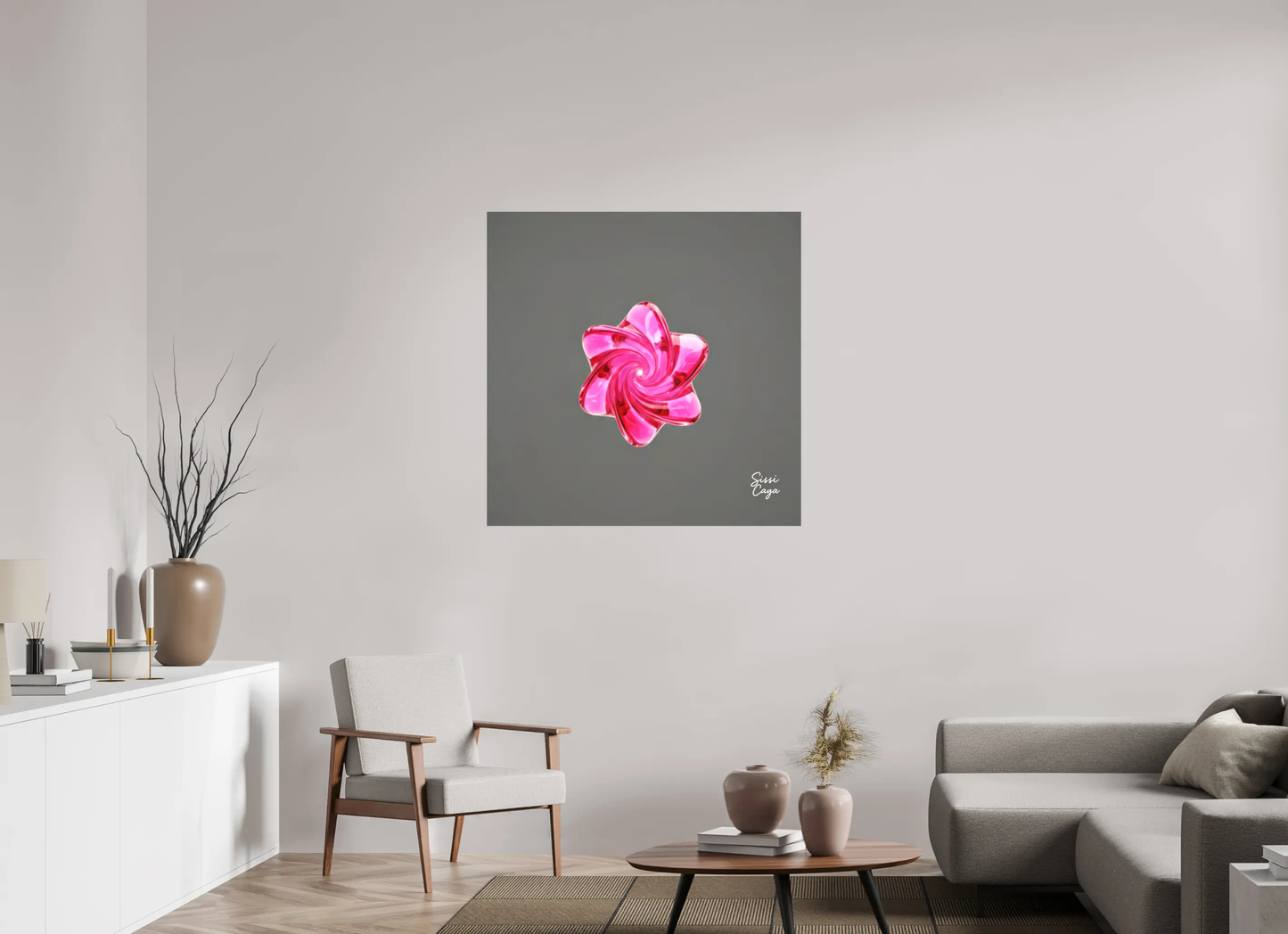 100 x 100 cm, Canvas Framed Pink Tourmaline