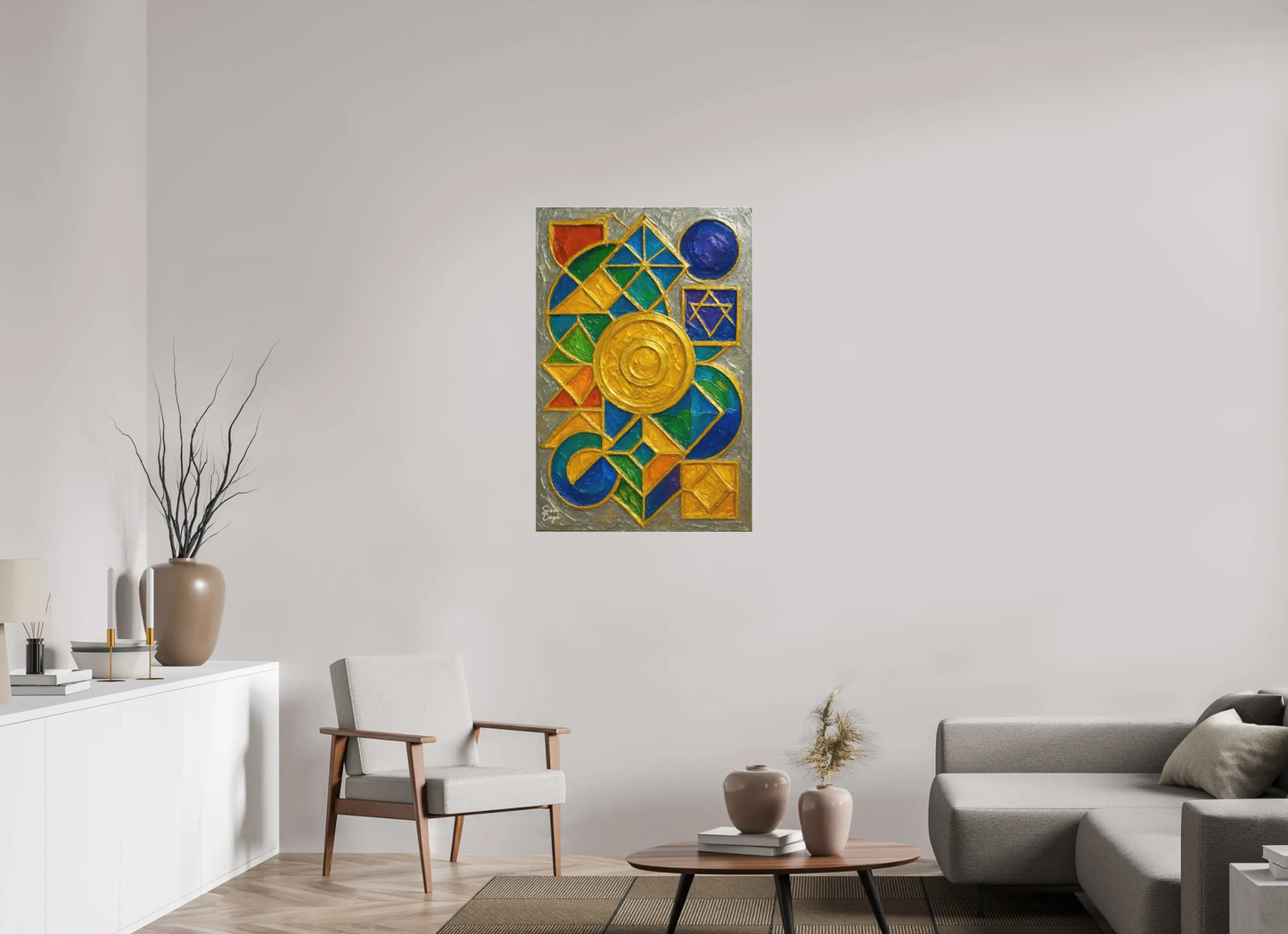 70 x 105 cm, Acrylic Fine Art Print Alignment – Chakras & World