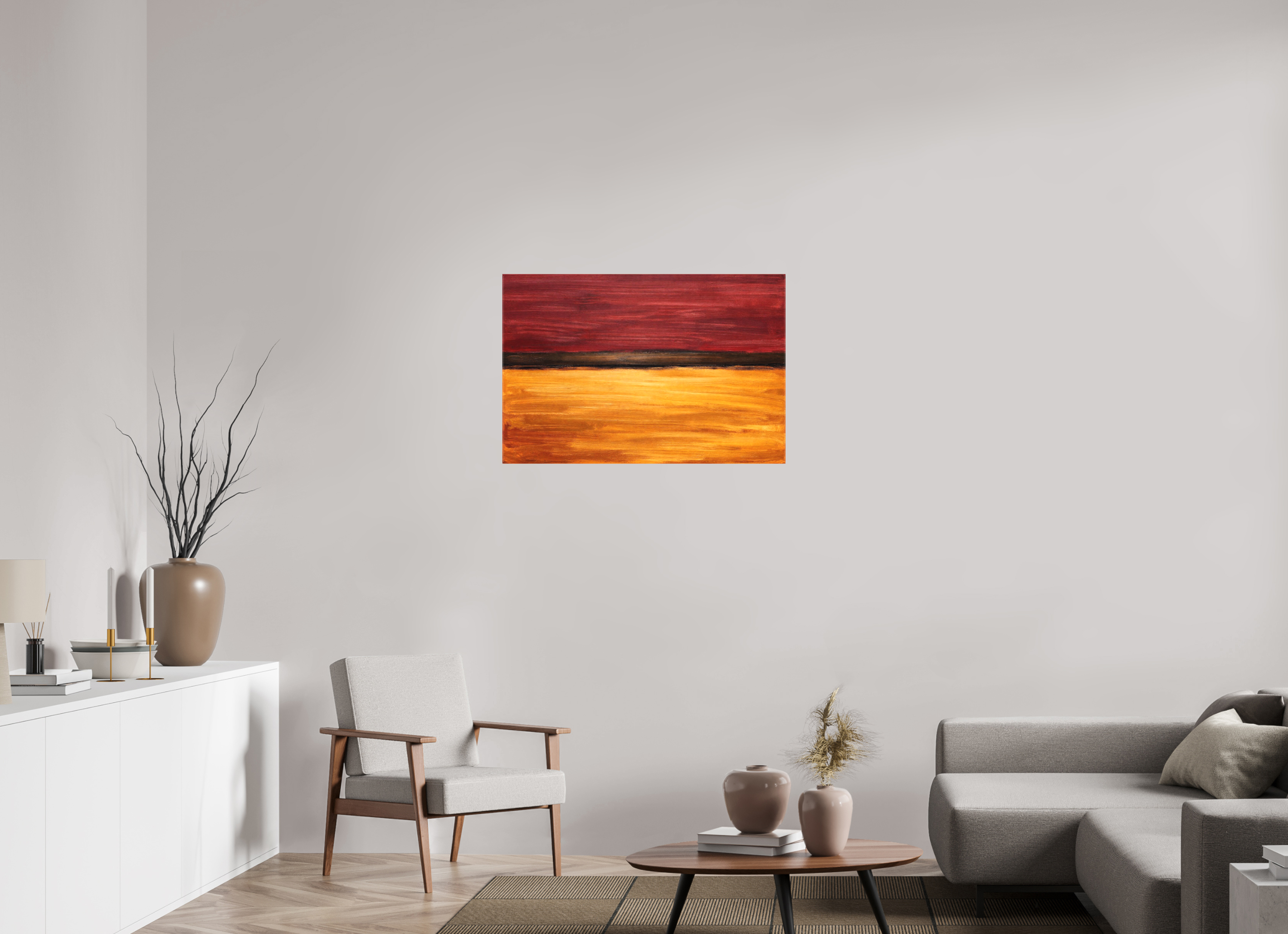 90 x 60 cm, Textile Print on Stretcher Frame 4mm earth ember