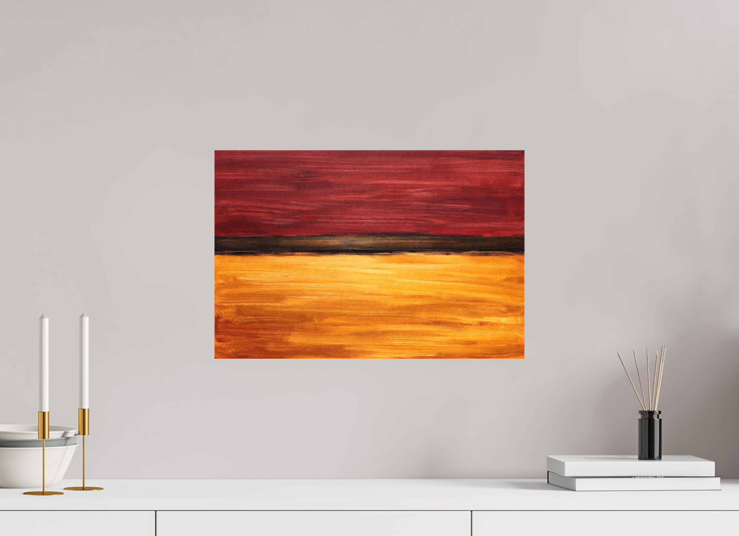 45 x 30 cm, Textile Print on Stretcher Frame 4mm earth ember