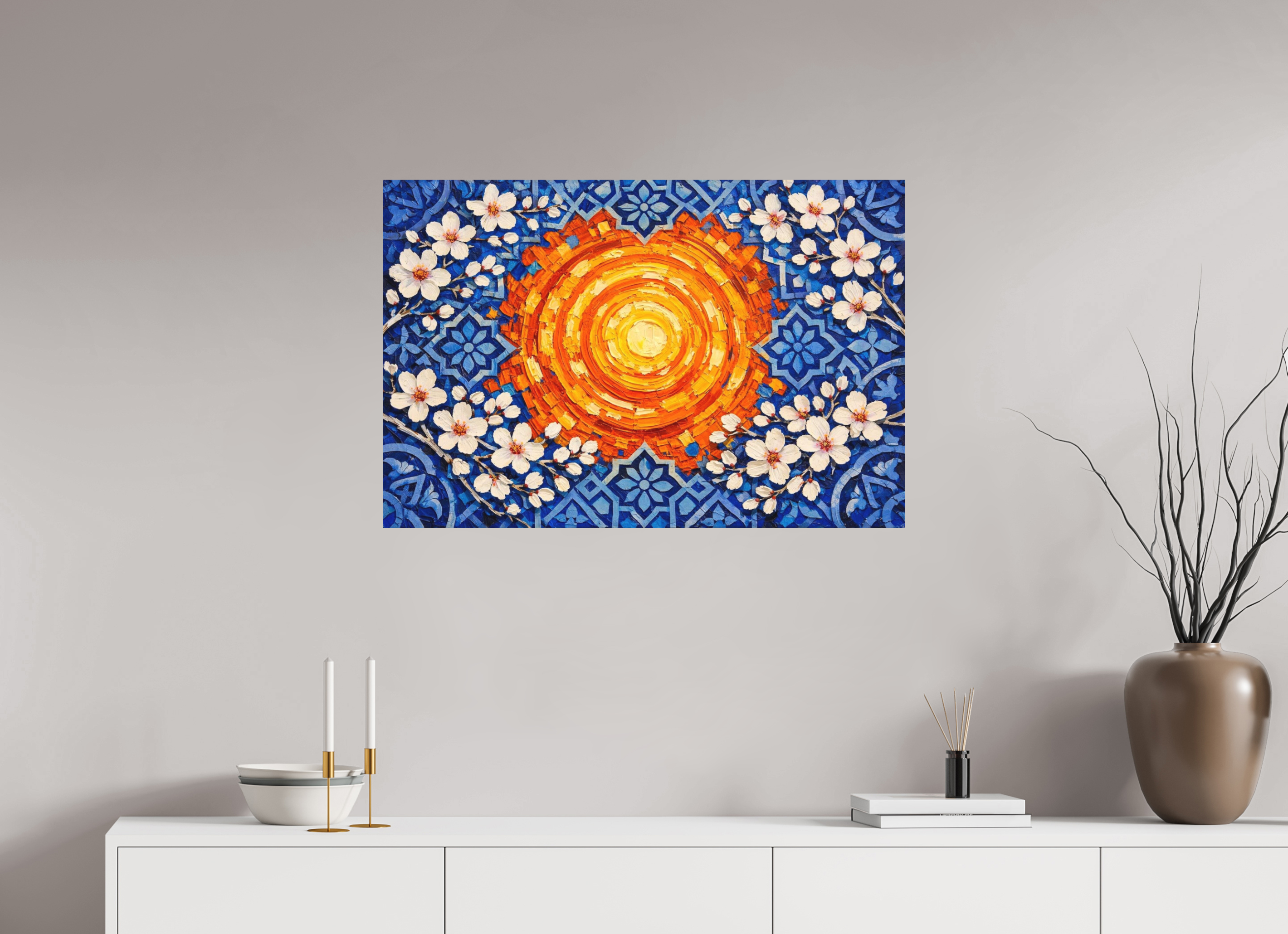 90 x 60 cm, Glicée Print on Hahnemühle German Etching almond blossom