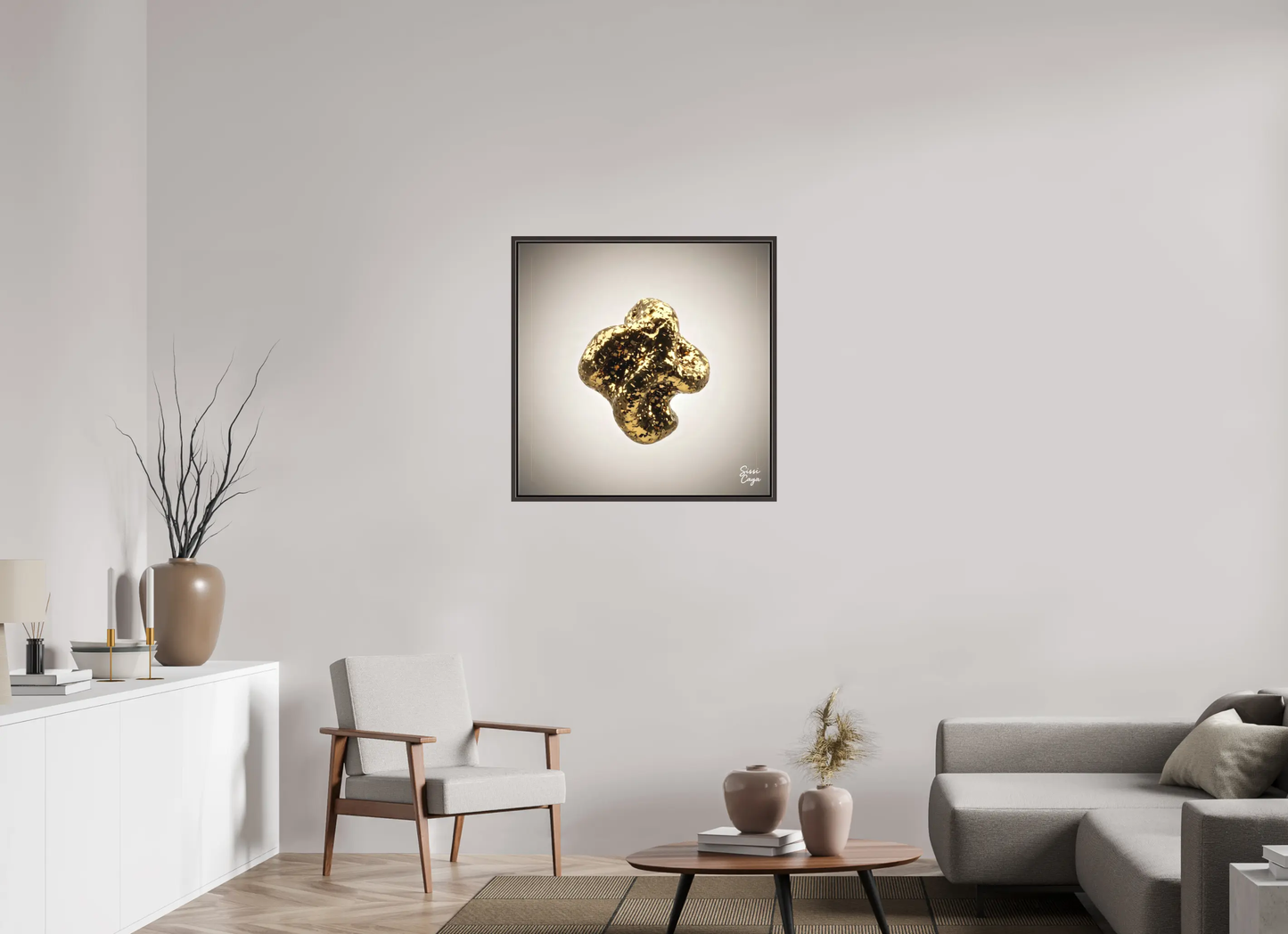 80 x 80 cm, Canvas Framed Brown Pyrite canvas framed