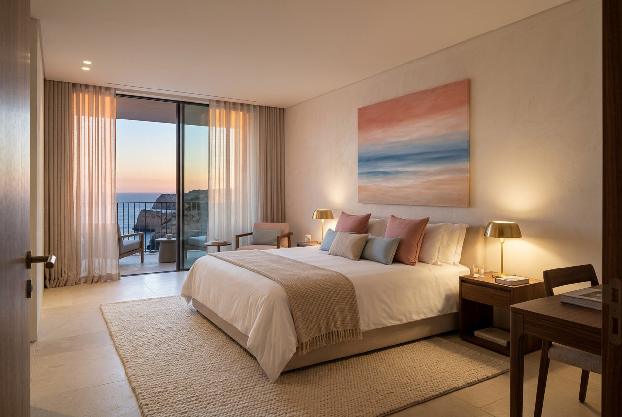 algarvian sunset displayed in a luxury interior setting — horizons Collection by Sensorial Atelier