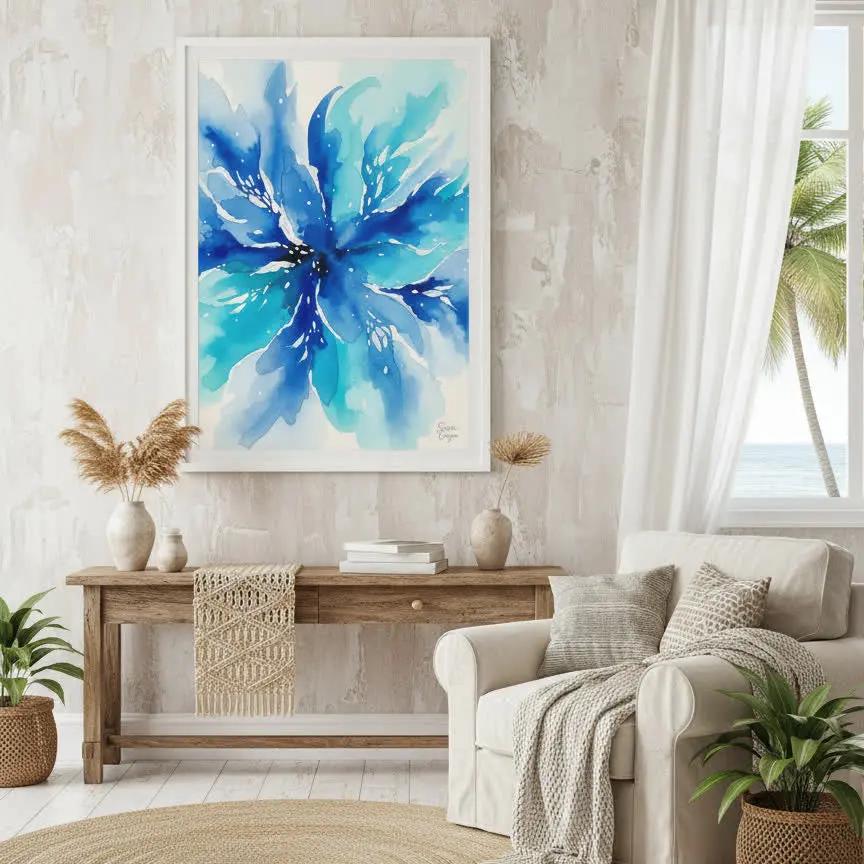 Blue Bloom | Premium Framed Canvas Wall Art | Limited Edition Sensorial Atelier
