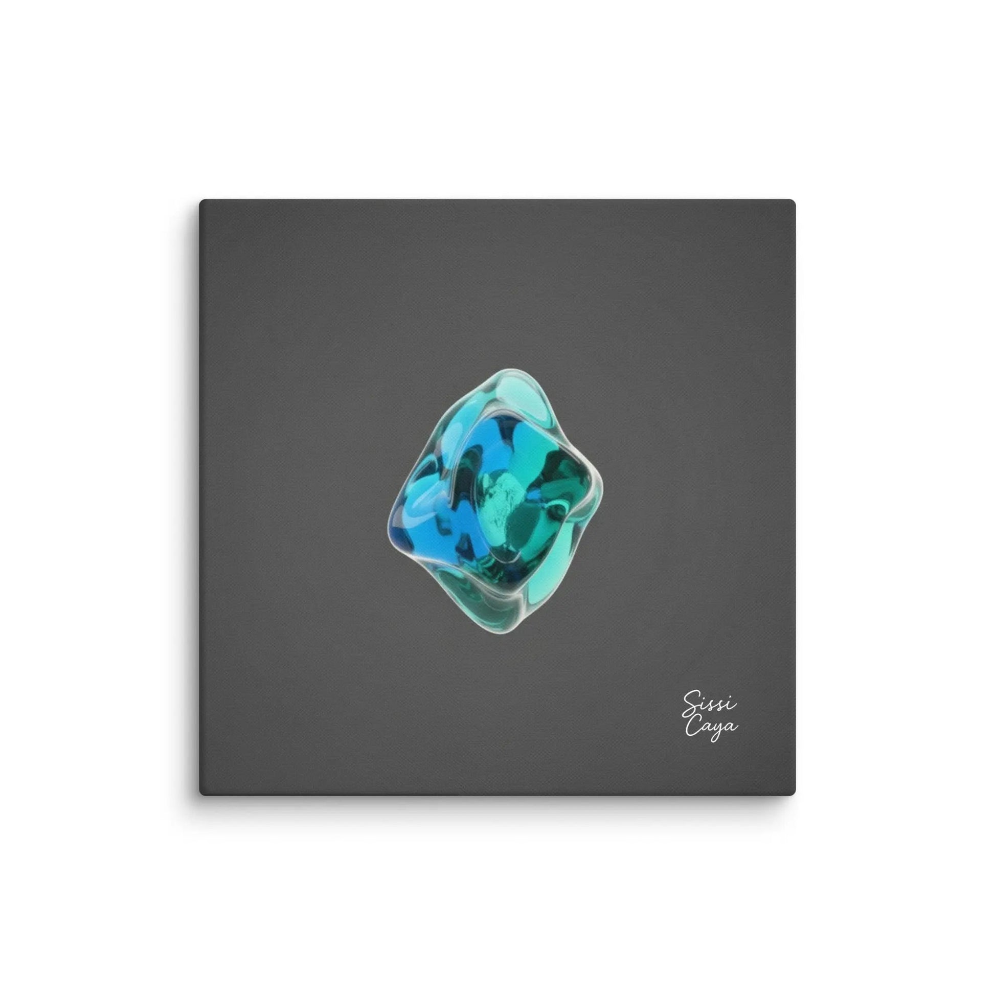 Energize Apatite limited edition canvas in blue-green tones, abstract art symbolizing creativity and inspiration.