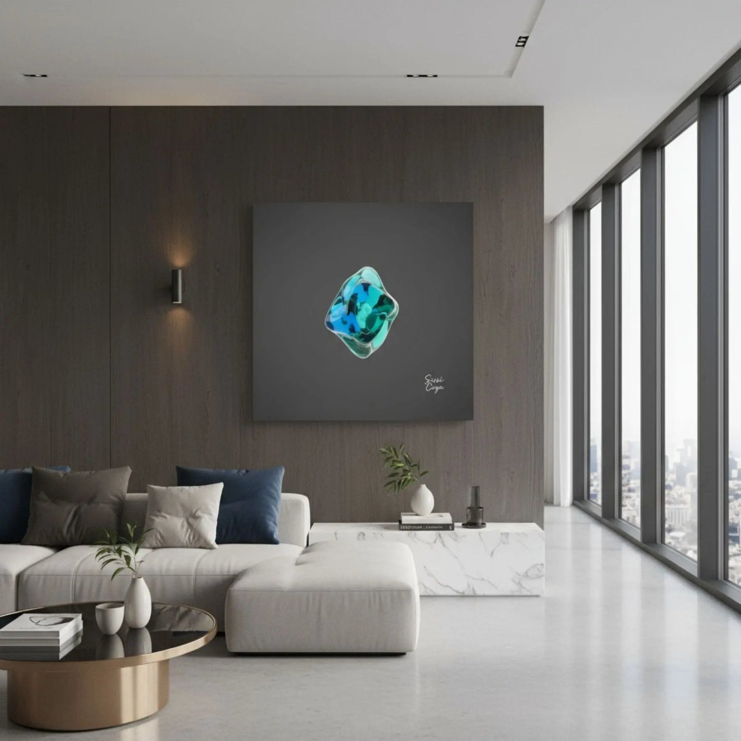 Energize Apatite limited edition abstract canvas in a peaceful droom, enhancing creativity and inspired thought.