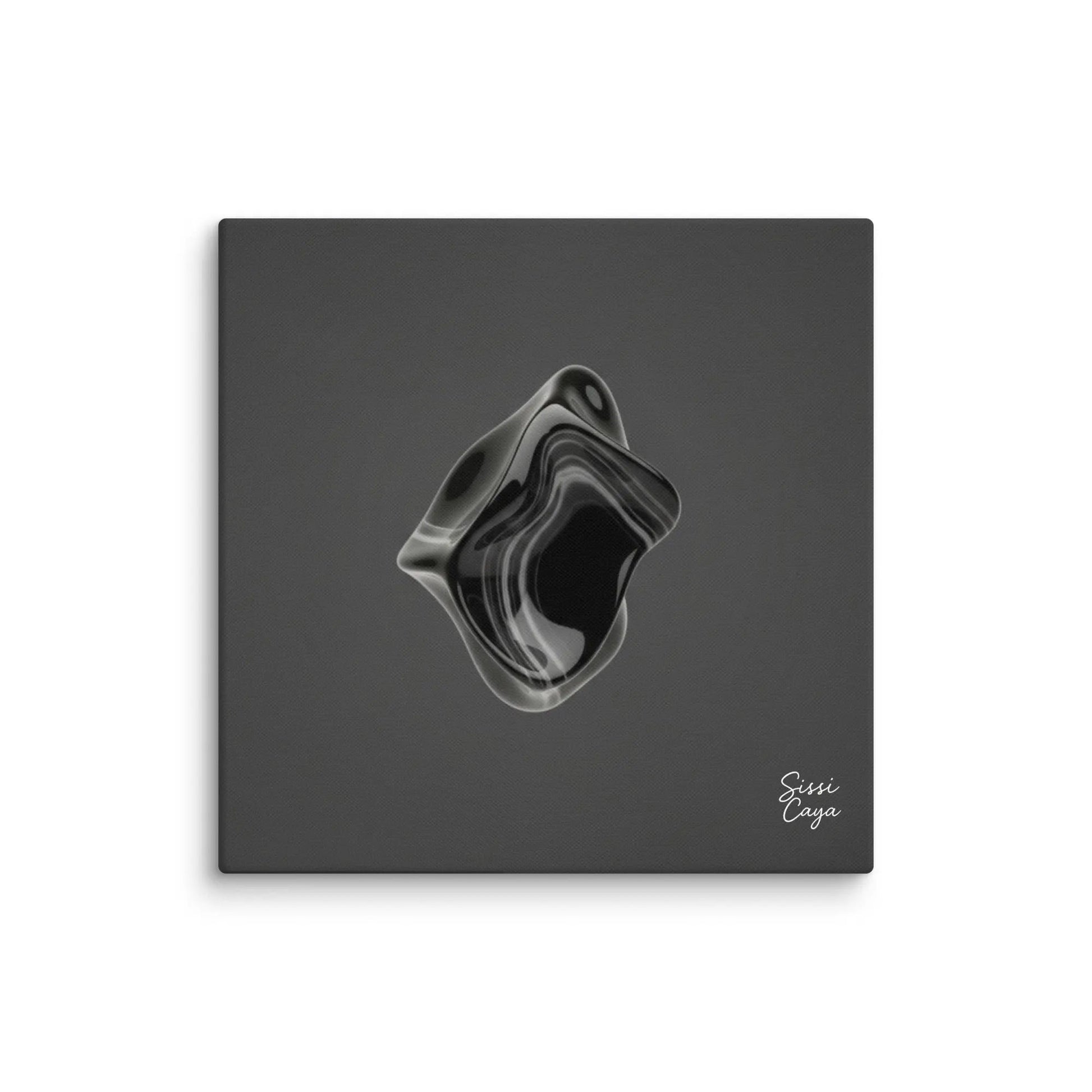 Energize -  Black Onyx limited edition canvas. Modern abstract art in black and silver tones symbolizing grounding and protection.