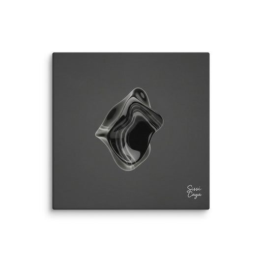 Energize -  Black Onyx limited edition canvas. Modern abstract art in black and silver tones symbolizing grounding and protection.