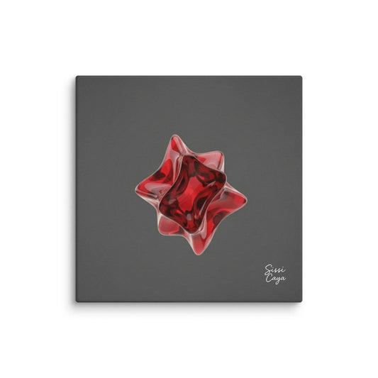 Energize Garnet limited edition canvas artwork in red and gold tones, abstract art symbolizing passion and vitality.