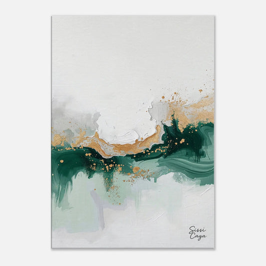 Abstract artwork with gold and green tones representing abundance, limited edition fine art print by Sissi Sensorial Art