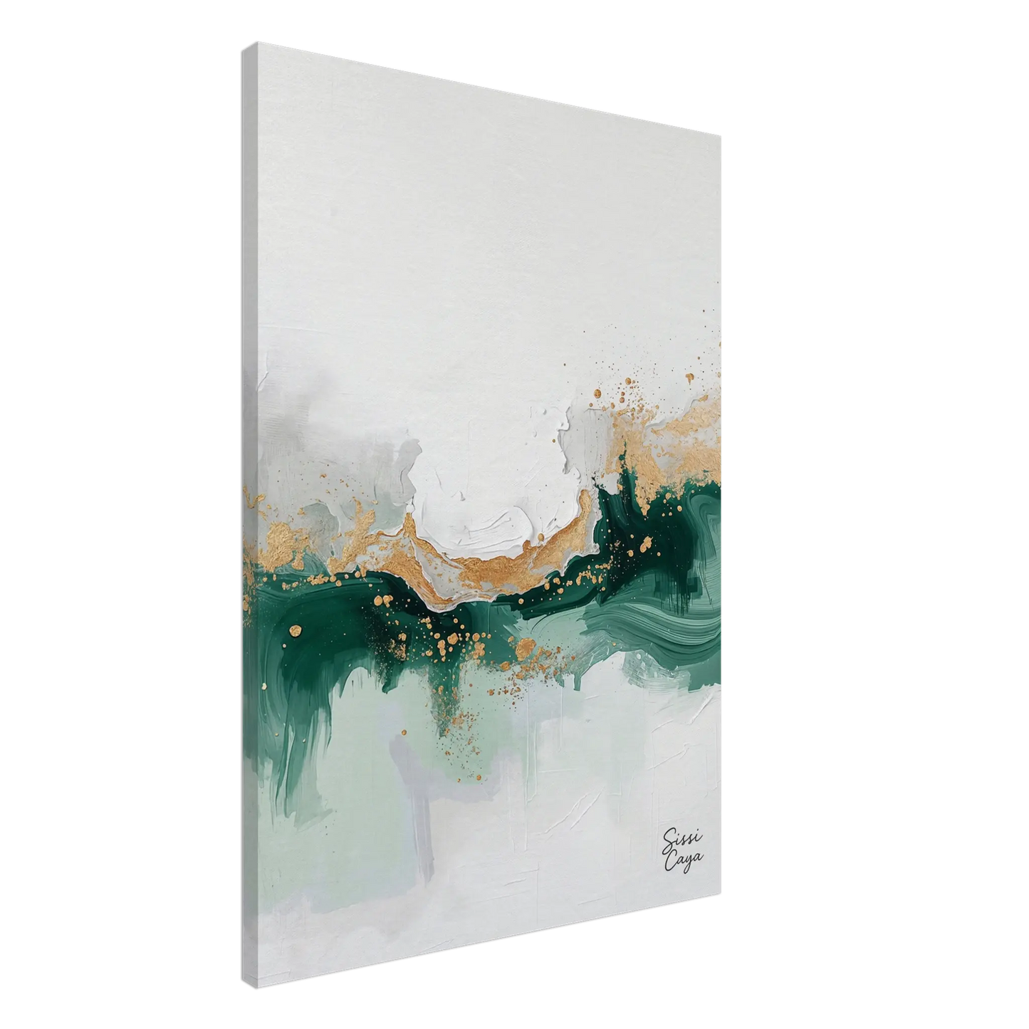 Abstract artwork with gold and green tones representing abundance, limited edition fine art print by Sissi Caya sensorial art
