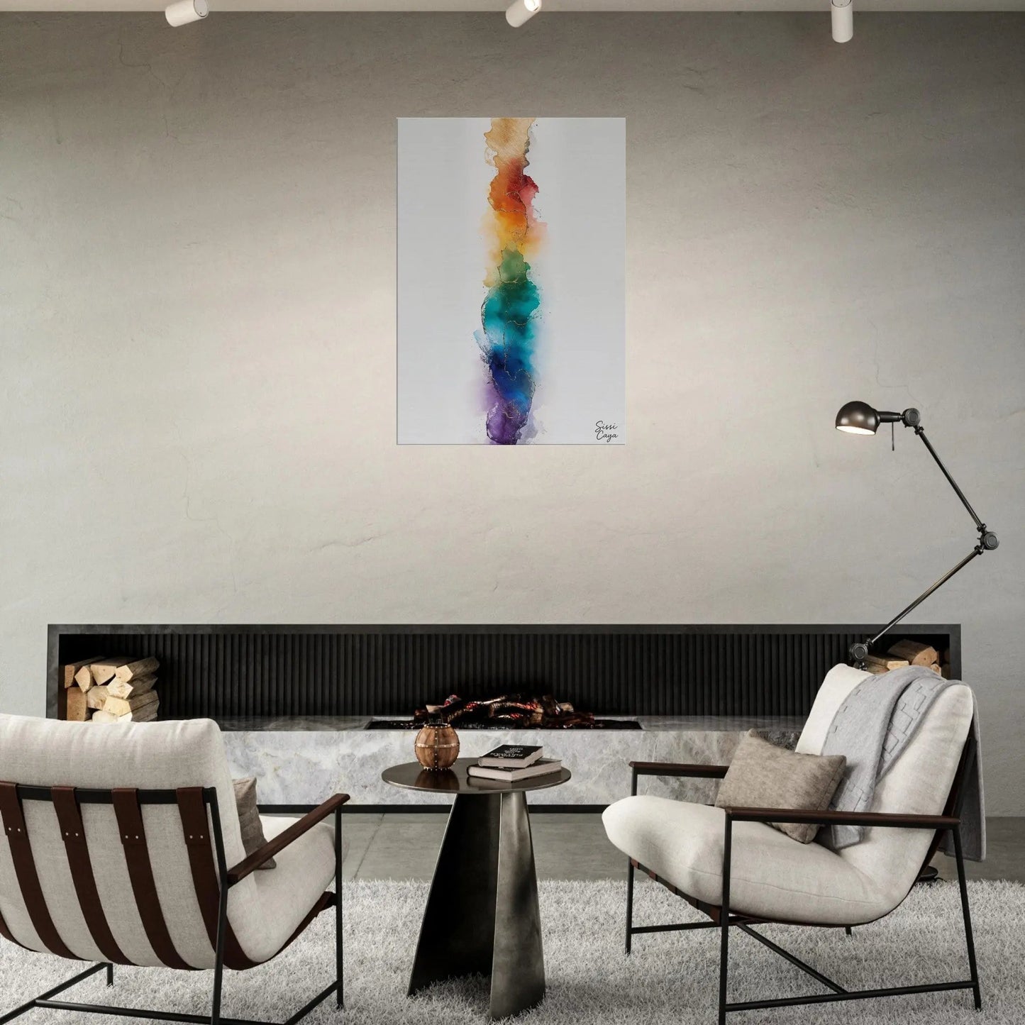 Feel alignment abstract wall art with chackras colours placed in Living room
