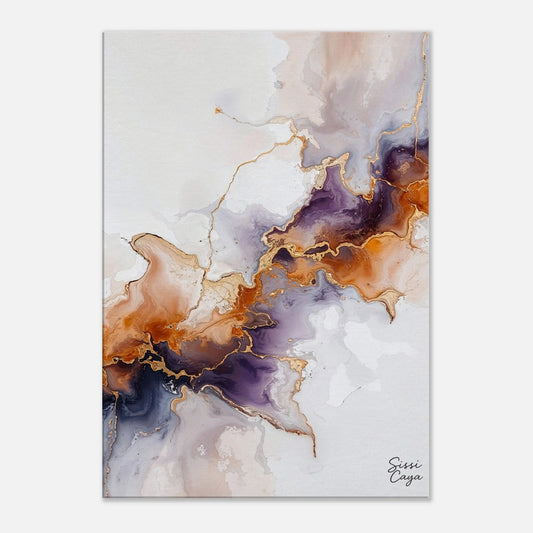 Abstract artwork with gold, orange and purple tones representing creativity, limited edition fine art  Canvas print by Sissi Caya
