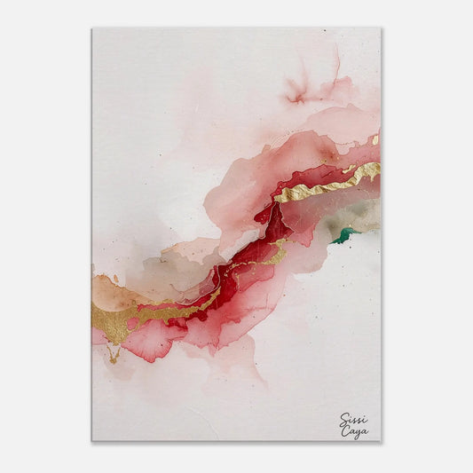 Pink, gold, and white abstract artwork symbolizing love and connection, limited edition fine art print by Sissi Caya Sensorial Art.