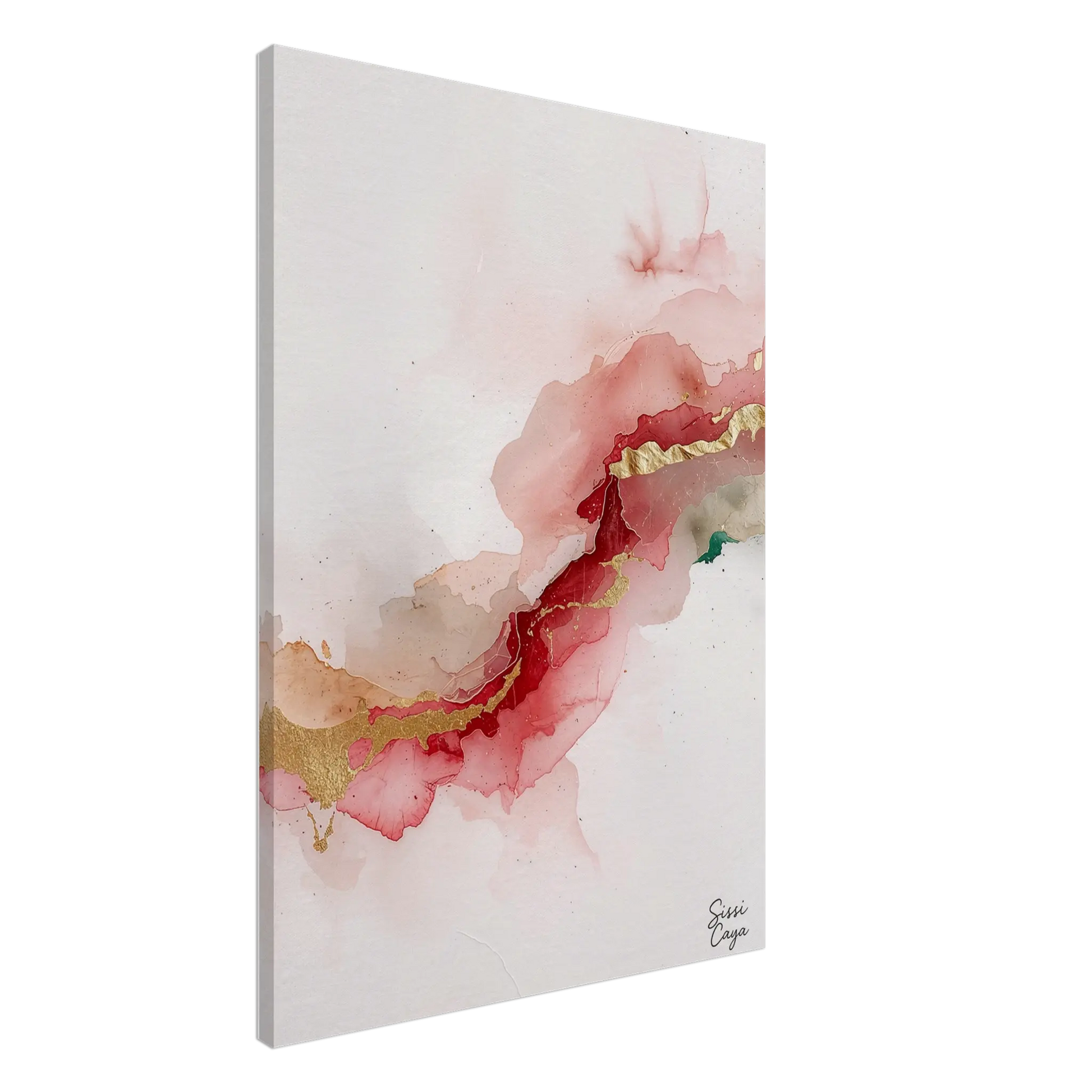 Pink, gold, and white abstract artwork symbolizing love and connection, limited edition fine art print by Sissi Caya.