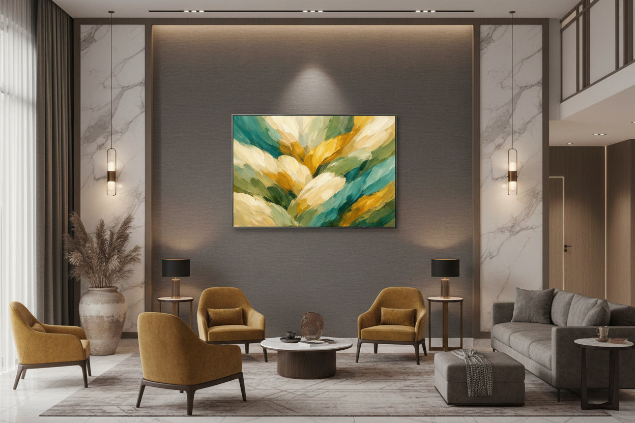 Golden Bloom in modern Hotel Loby