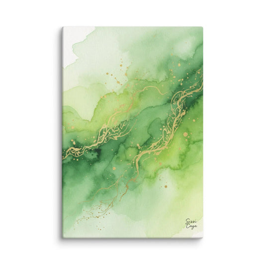 Inner Peace Green Breeze limited edition canvas artwork in soft green and white hues, abstract art symbolizing renewal and peaceful flow.