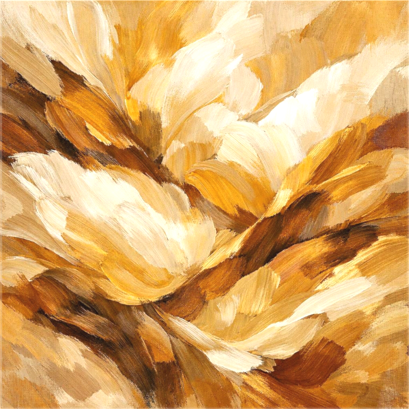 Main image Amber Petal — abstract painting with luminous organic forms in golden amber, sienna and cream by Sensorial Atelier