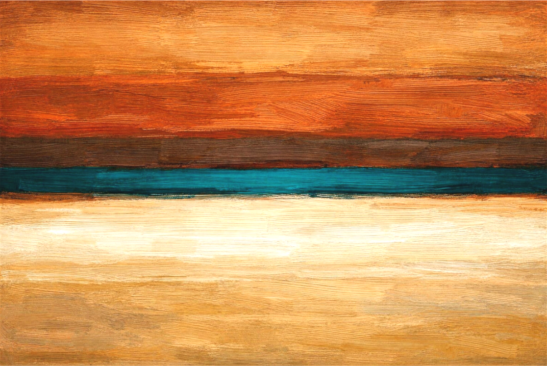 Main image Terra Horizon — abstract colour field painting in terracotta, burnt sienna and teal by Sensorial Atelier