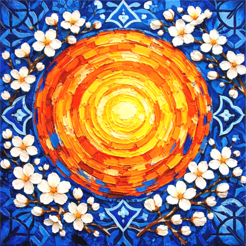 almond blossom — square — original artwork from the Algarve Collection by Sensorial Atelier, curated art for hospitality and interior design