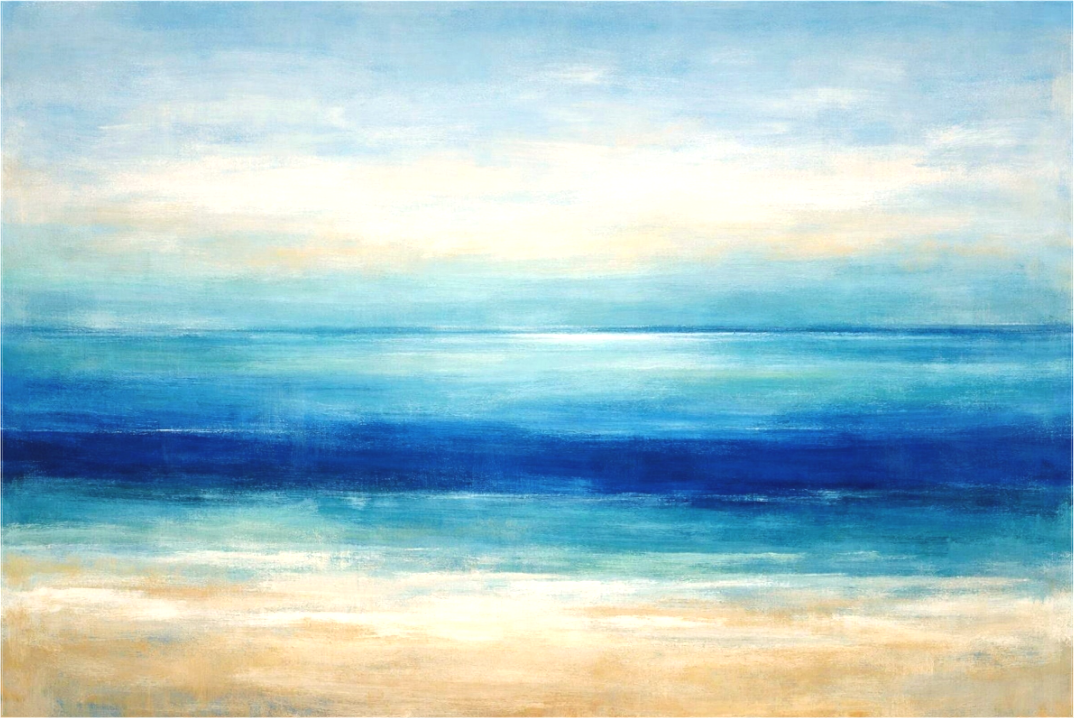 deep blue shore — abstract ocean artwork in deep cobalt and cerulean blue by Sensorial Atelier, curated art for spa and hospitality