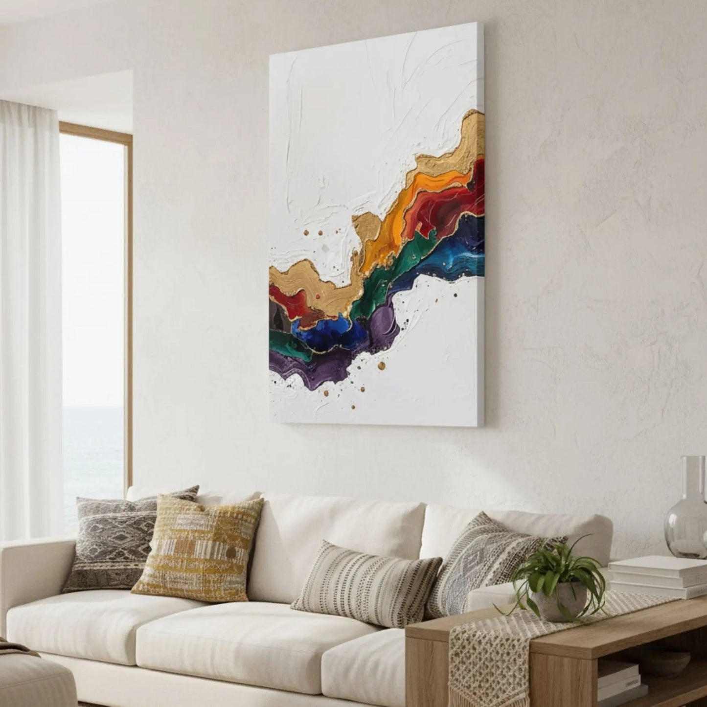 Abstract Cnvas Artwork displayed in cosy living Room, Sensorial Atelier Limited Editions