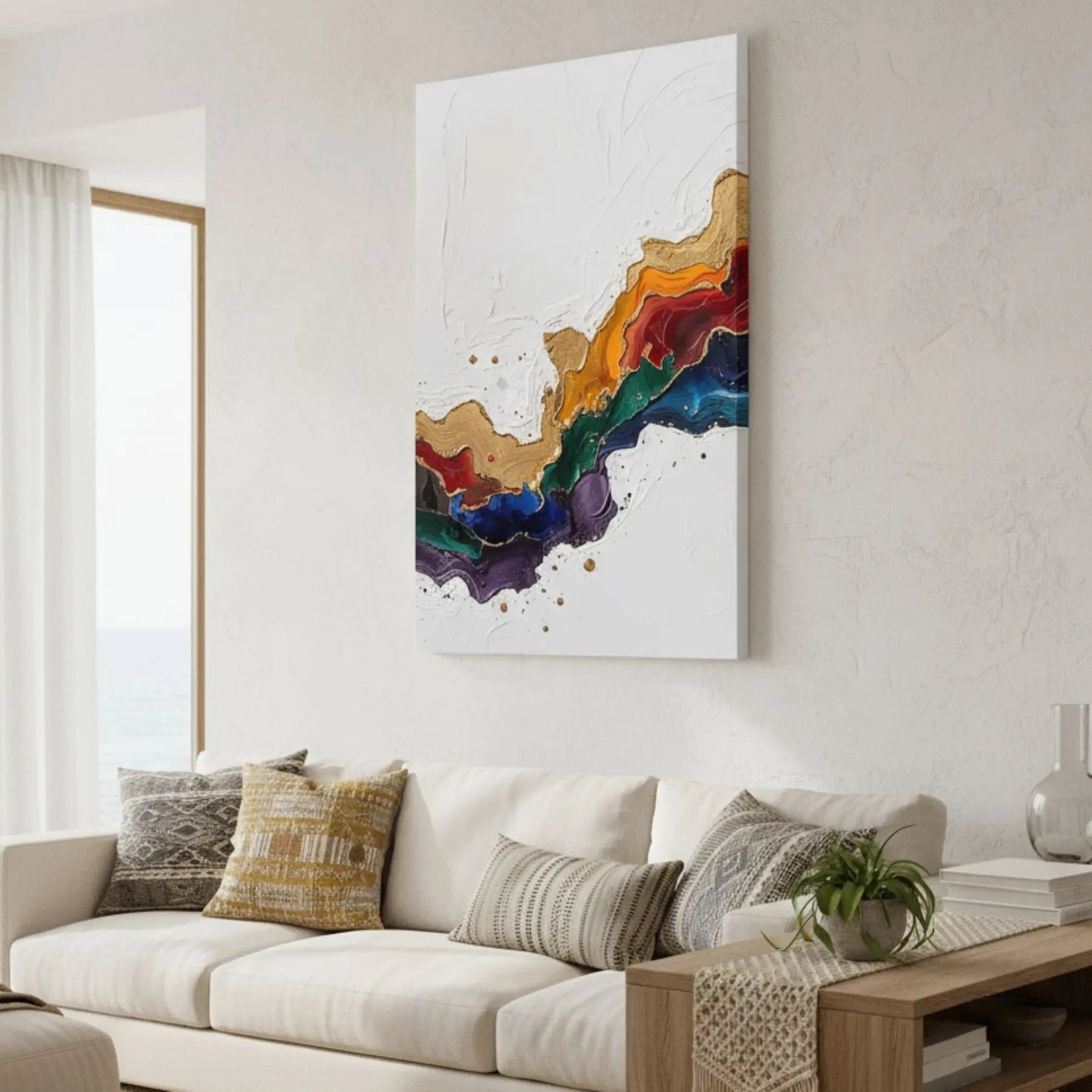 Abstract Cnvas Artwork displayed in cosy living Room, Sensorial Atelier Limited Editions