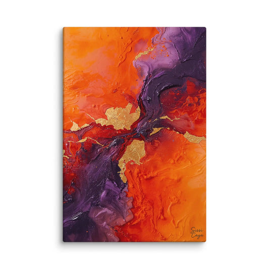Manifest Creativity limited edition canvas artwork in orange, purple and gold tones, from the Manifest Collection by Sissi Caya.