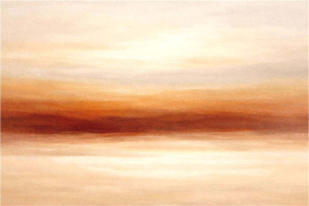 Ochre Stratum is a raw abstract landscape in concentrated ochre and sienna with cream fields. Part of the Horizons Collection by Sensorial Atelier. Exclusive edition for luxury interiors.