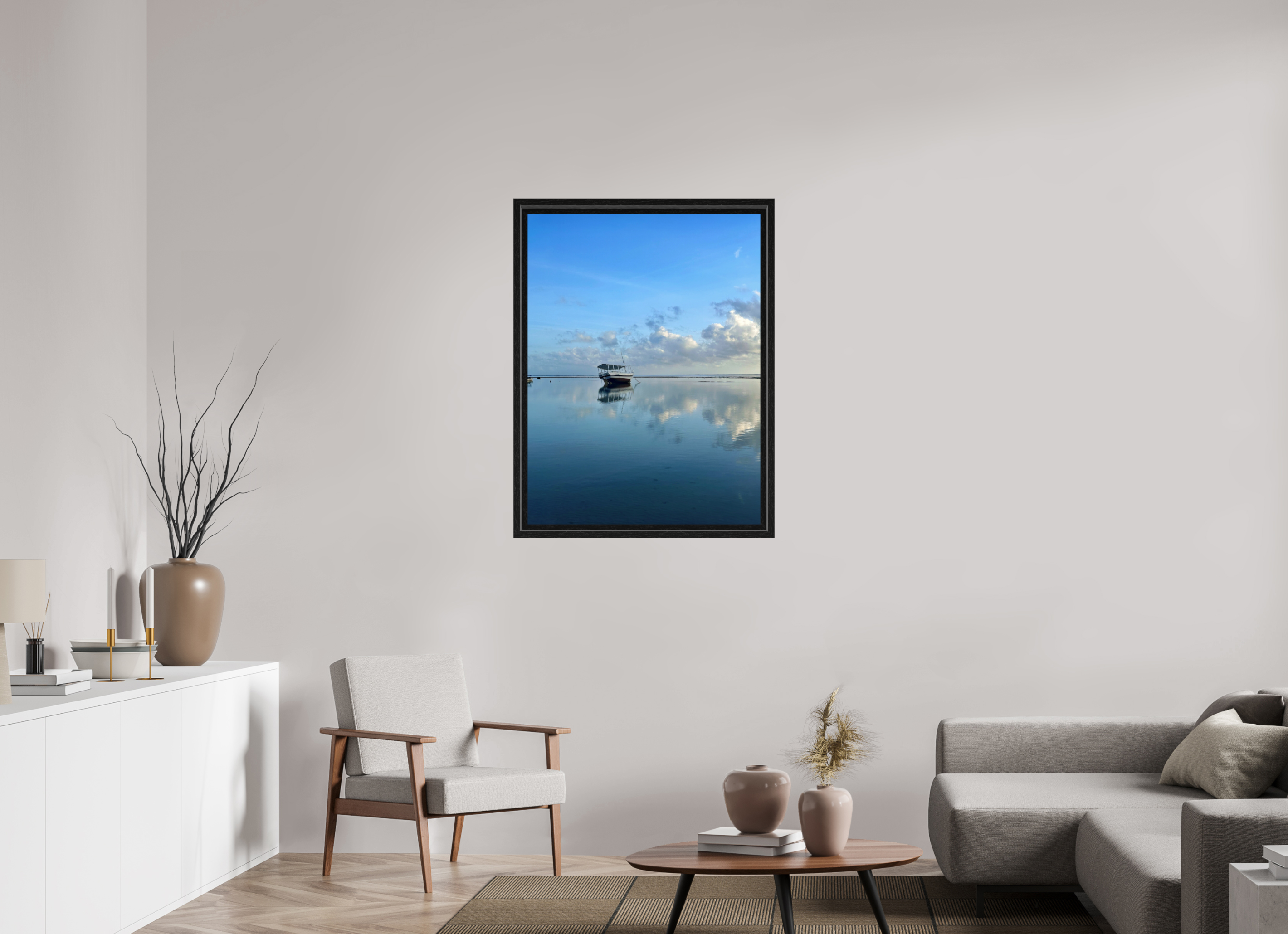 Still water reflecting sky in Patachocas Bahia Brazil - fine art photography by Sensorial Atelier in living room
