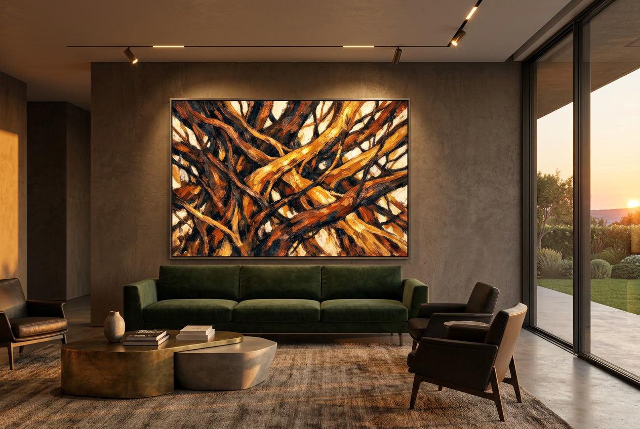 roots II displayed in a modern living room, the grounded slow living