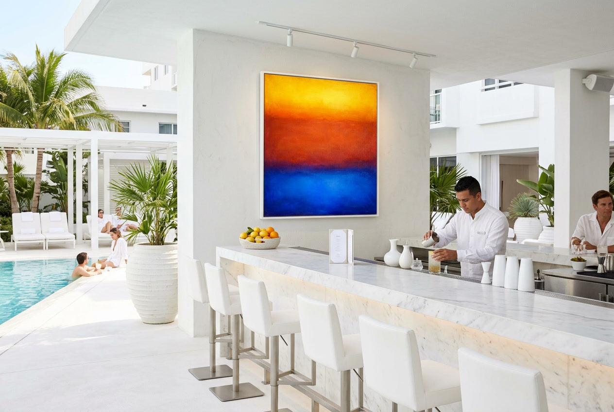 Sunset square in pool bar