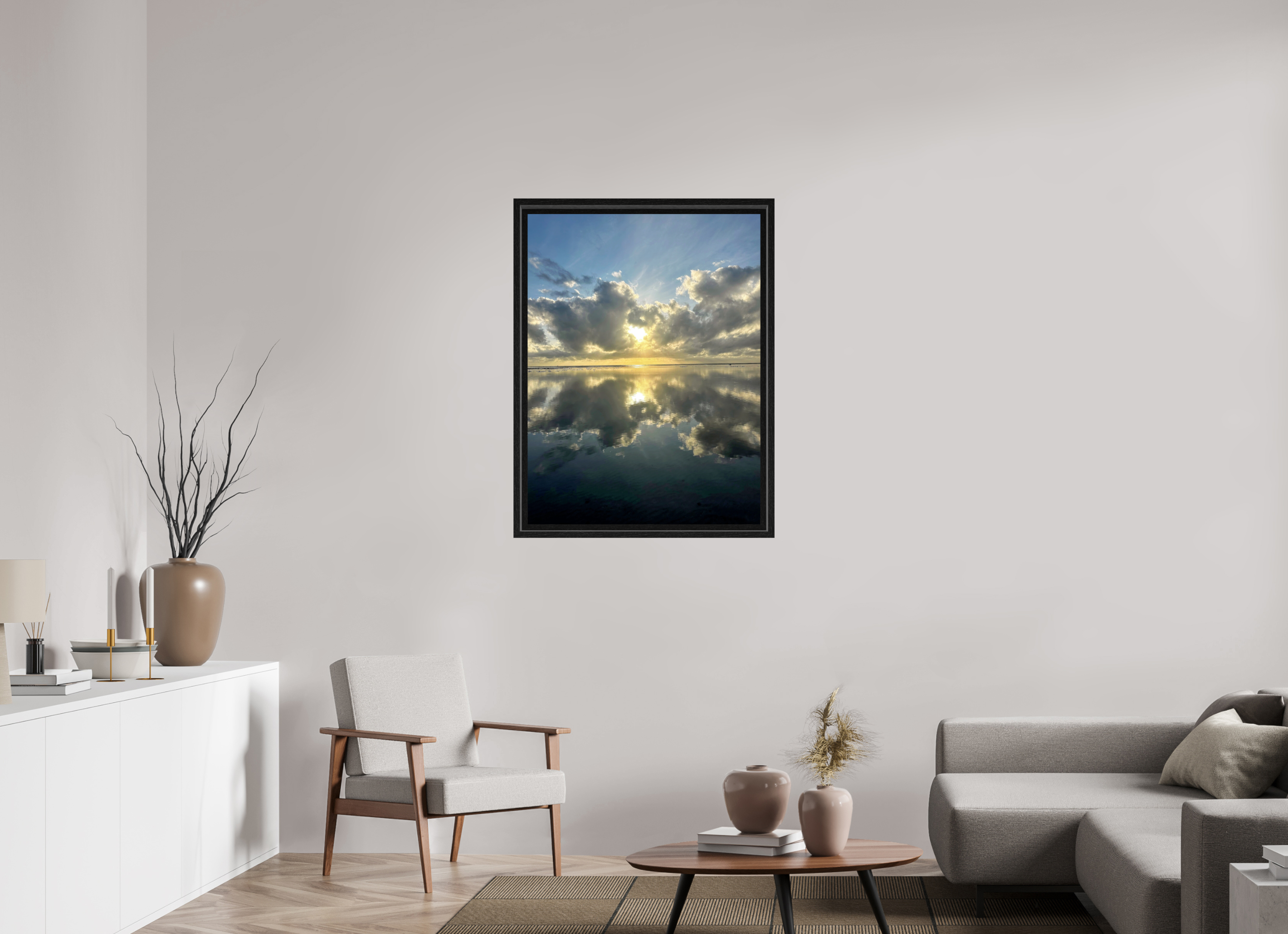 Golden sunrise over dark waters in Tinharé Bahia Brazil - fine art photography by Sensorial Atelier displayed in living room