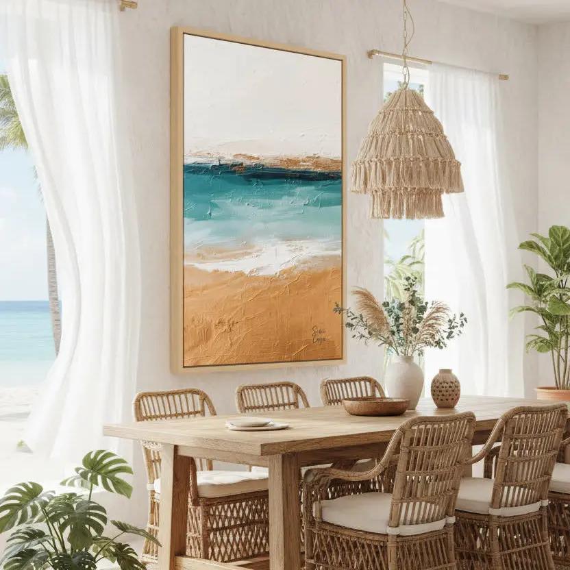 Trancoso BA premium Canvas rpint form White Wall Lilited edition of issi Caya In dining room
