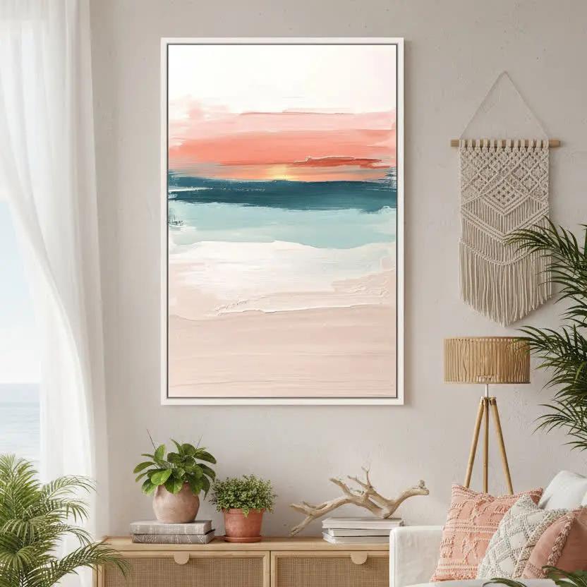 Zanzibar iconic sunset in Nungwi premium canvas wall art  large format displayed in living room . Siissi Caya Limited edition