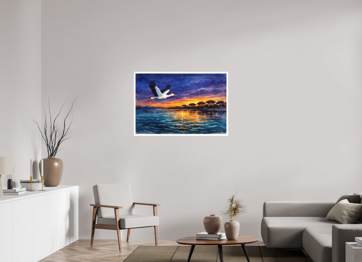 105 x 70 cm, Canson Arches Aquarelle nocturnal stork watercolour