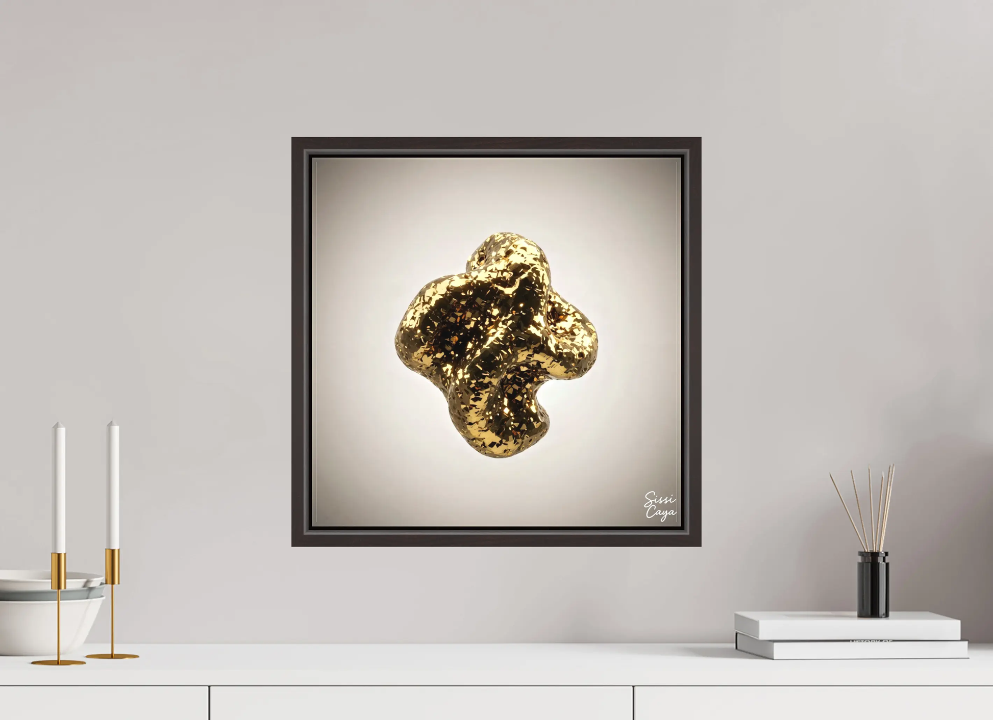 40 x 40 cm, Canvas Framed Brown Pyrite canvas framed