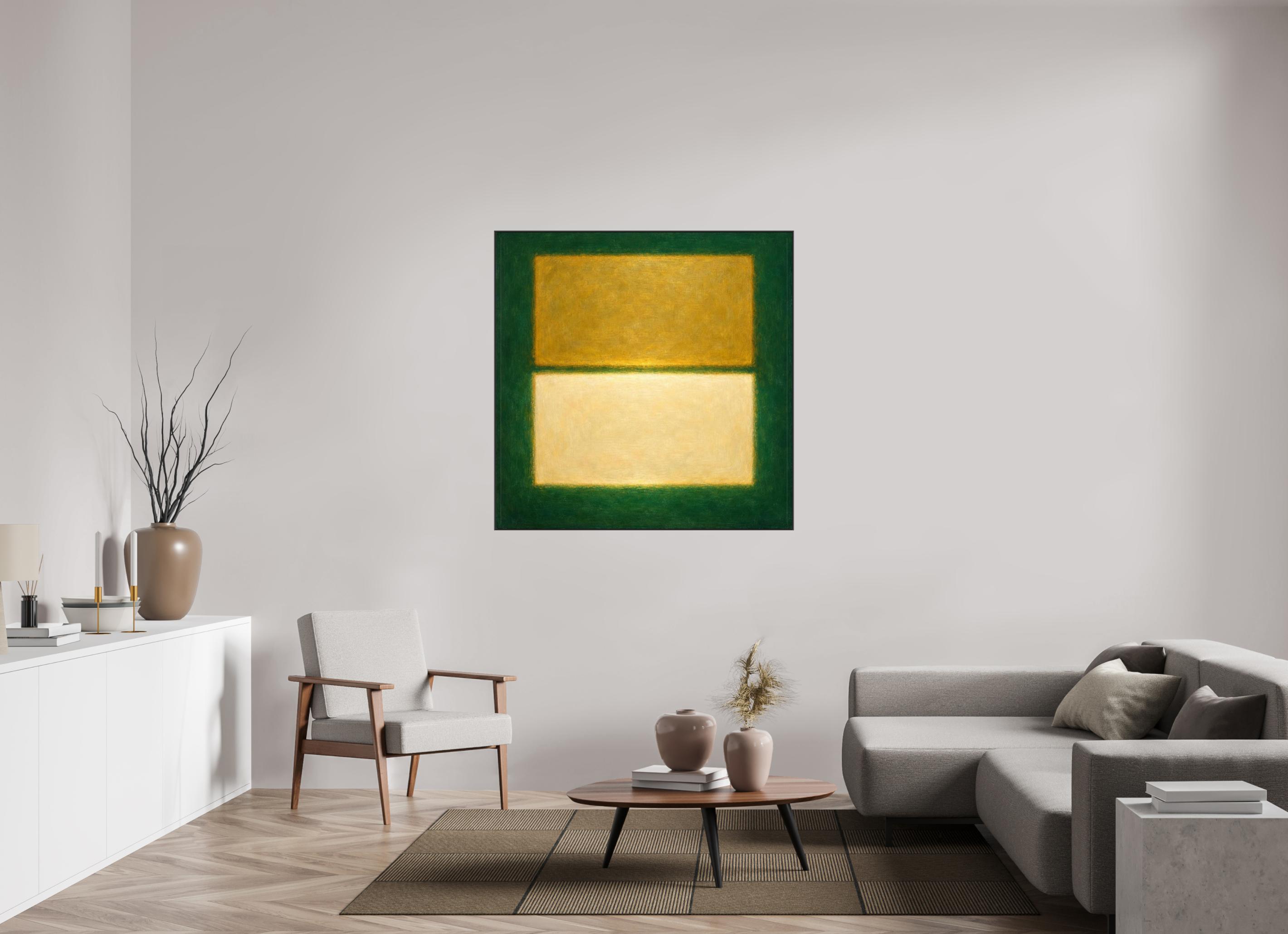 120 x 120 cm, Aluminium ArtBox50mm Bçack ChromaLuxe HD Metal Print Emerald Gold Square