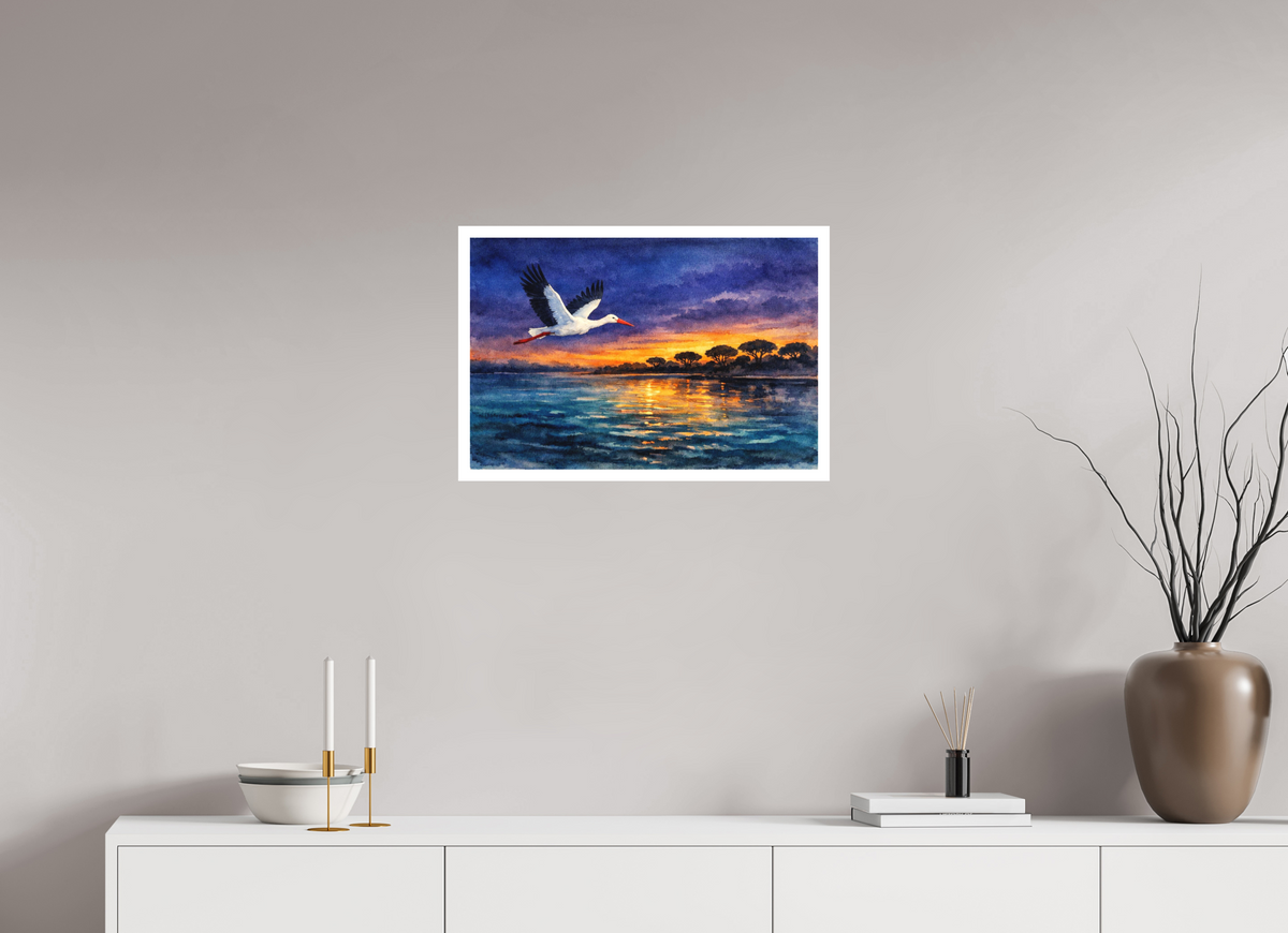 60 x 40 cm, Canson Arches Aquarelle nocturnal stork watercolour