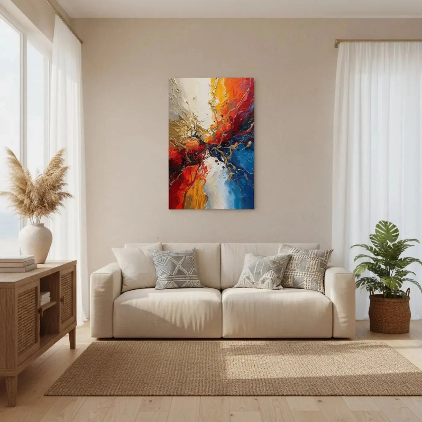 Manifest Success artwork from the Manifest Collection, displayed in a cozy living room, limited edition by Sissi Caya
