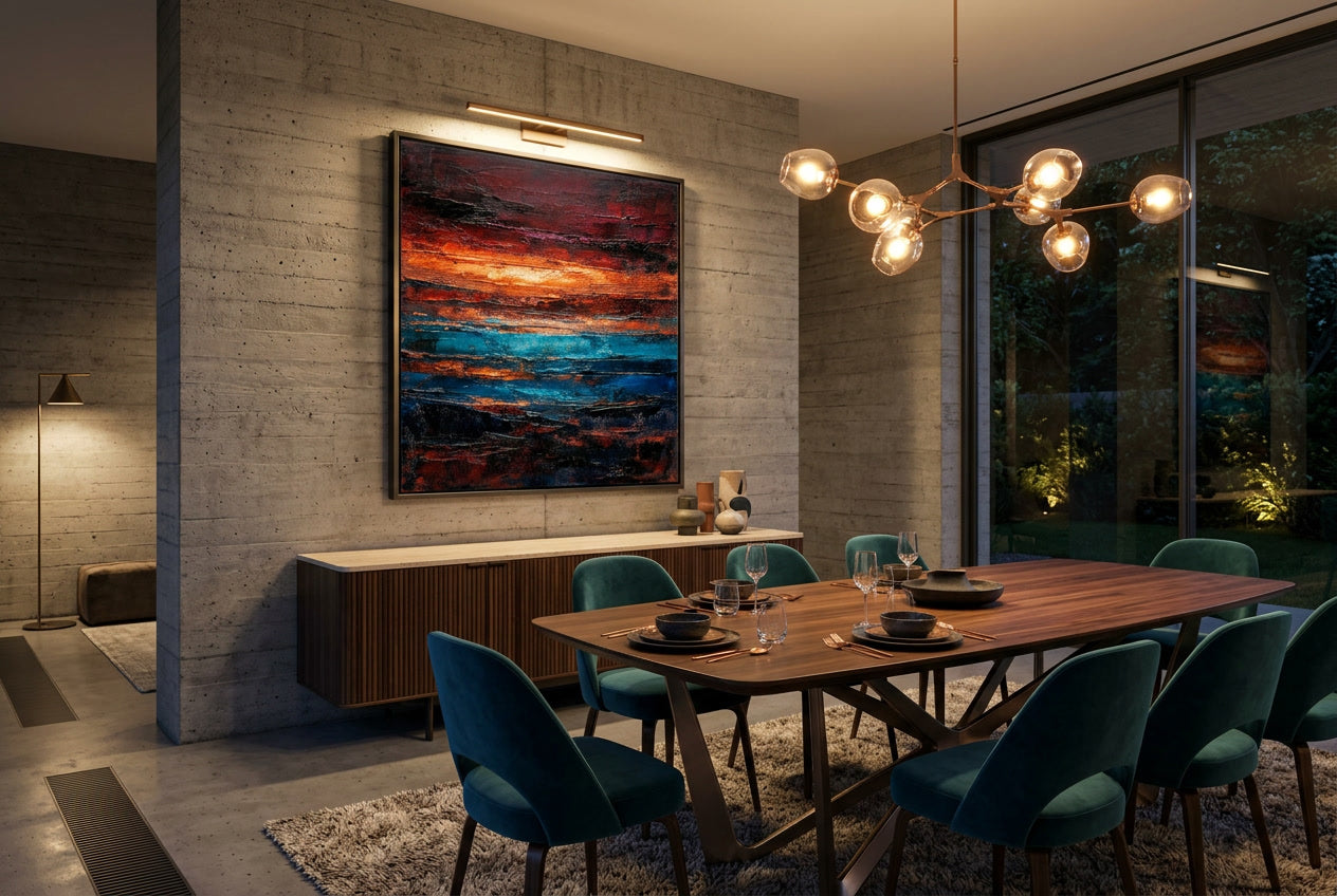 molten earth hanged in a luxury dining room