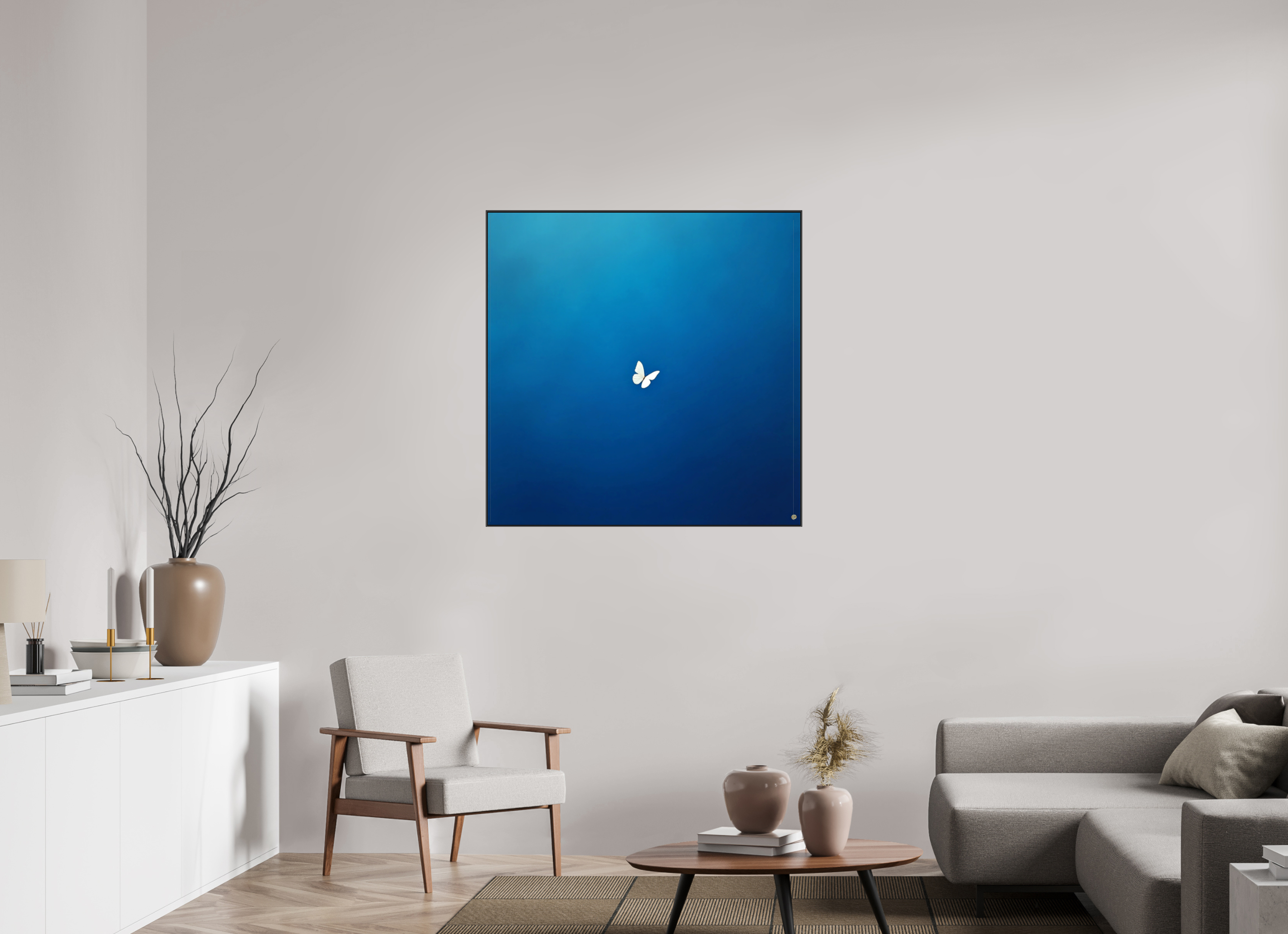 100 x 100 cm, Aluminium ArtBox50mm Bçack ChromaLuxe HD Metal Print Blue Emotion