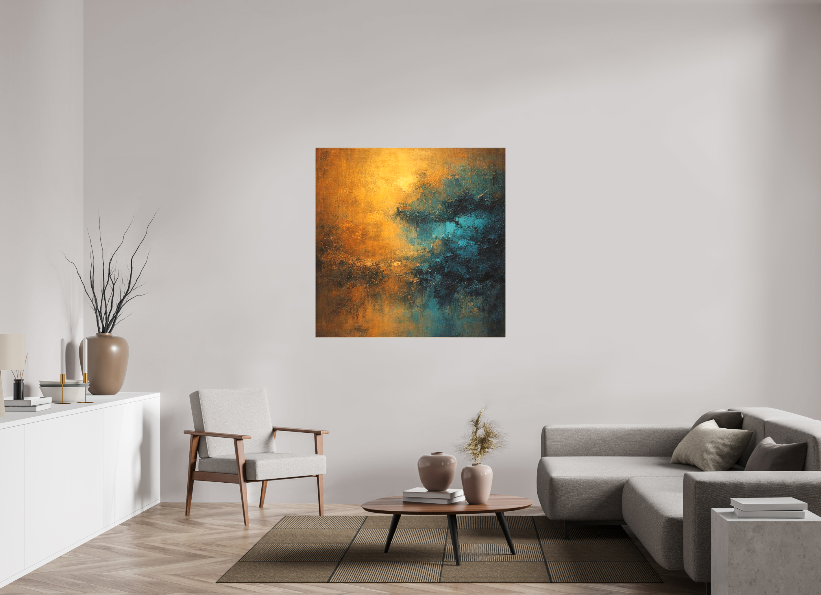 120 x 120 cm, Textile Print on Stretcher Frame 4mm copper Veil