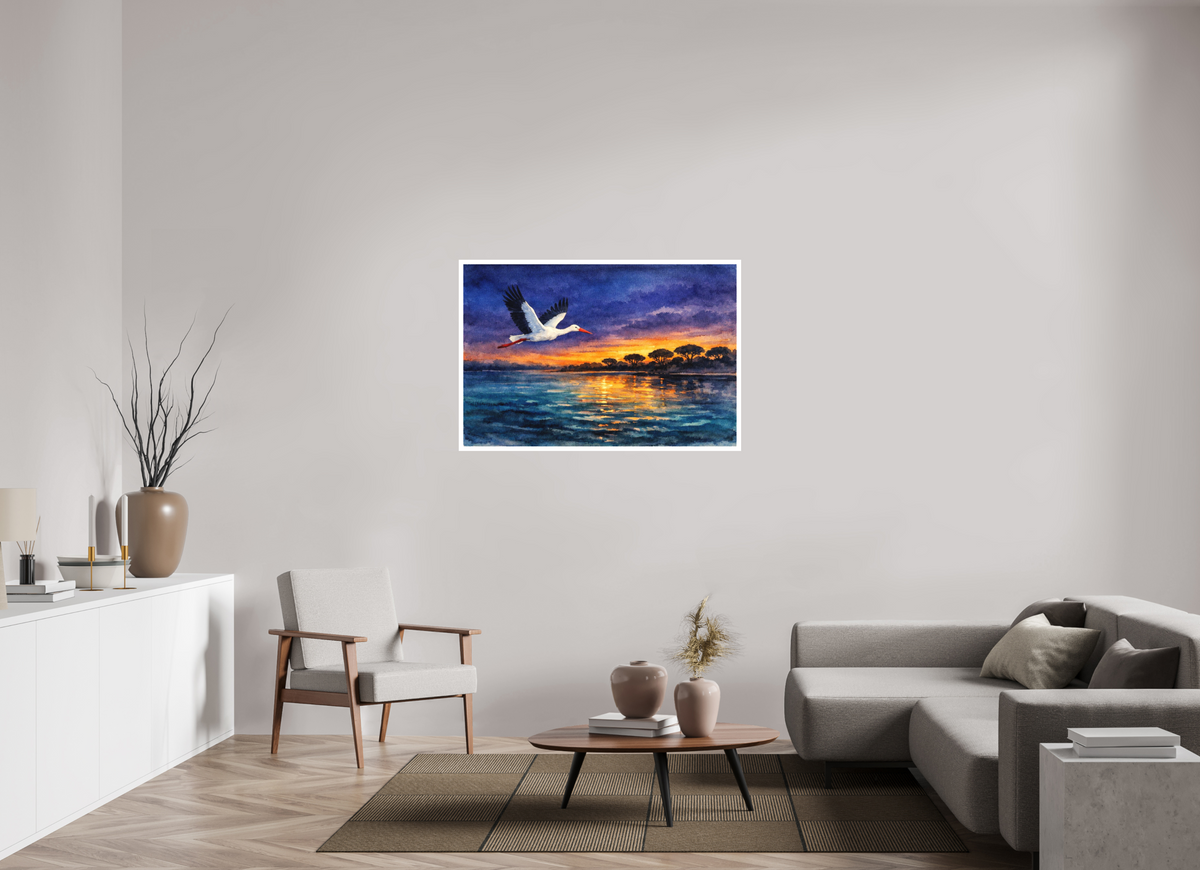 120 x 80 cm, Canson Arches Aquarelle nocturnal stork watercolour
