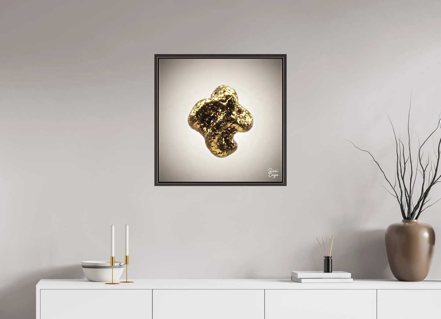 60 x 60 cm, Canvas Framed Brown Pyrite canvas framed