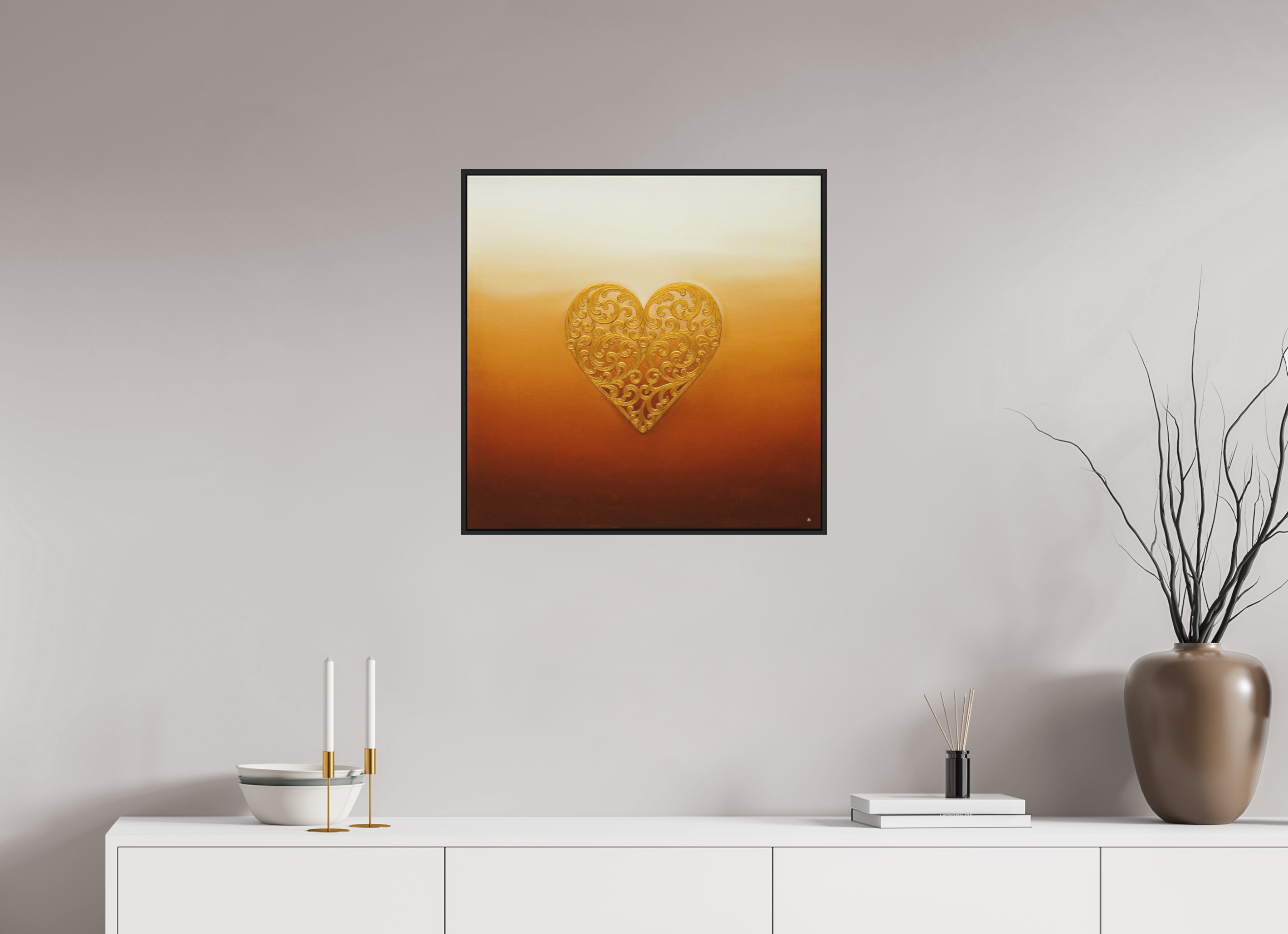 60 x 60 cm, Fine Art Pigment Print under 2mm Acrylic Glass Matte - Floater Frame Basel 6mm Black Matte Coração de Viana | Signature