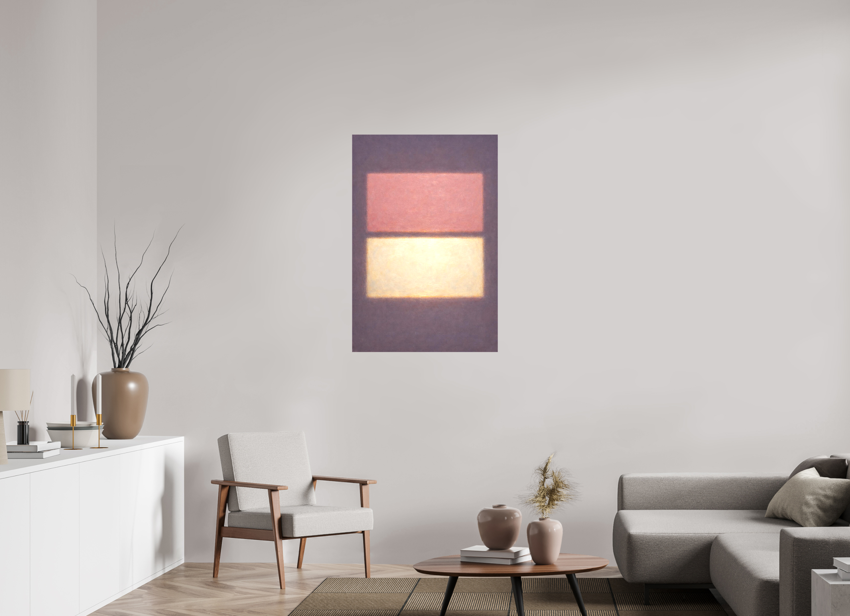 70 x 105 cm, Textile Print on Stretcher Frame 4mm BLUSH DUSK — Vertical