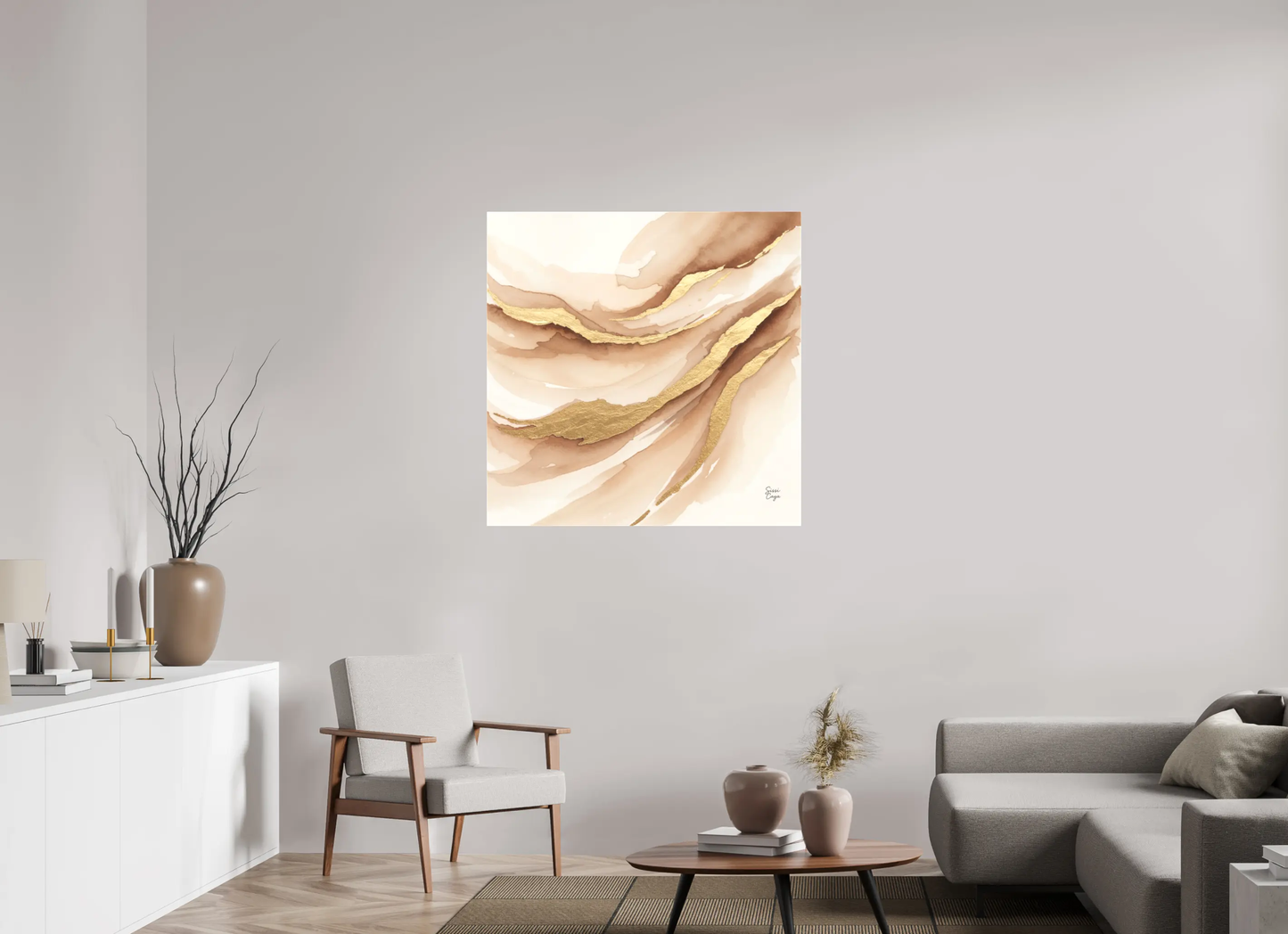 100 x 100 cm, Canvas 4 mm Brown Flow