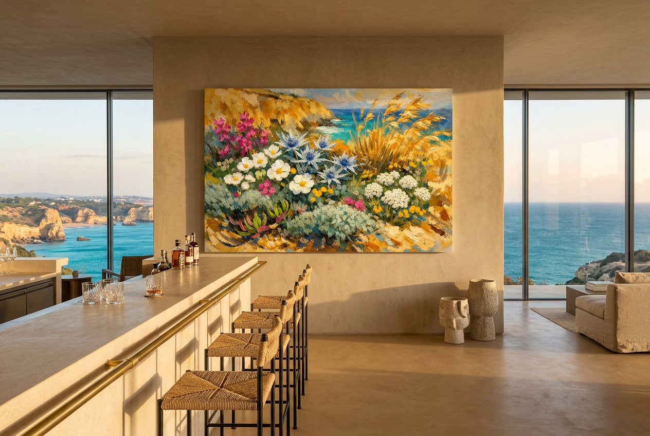 Cliffs displayed in Hotel Bar in algarve